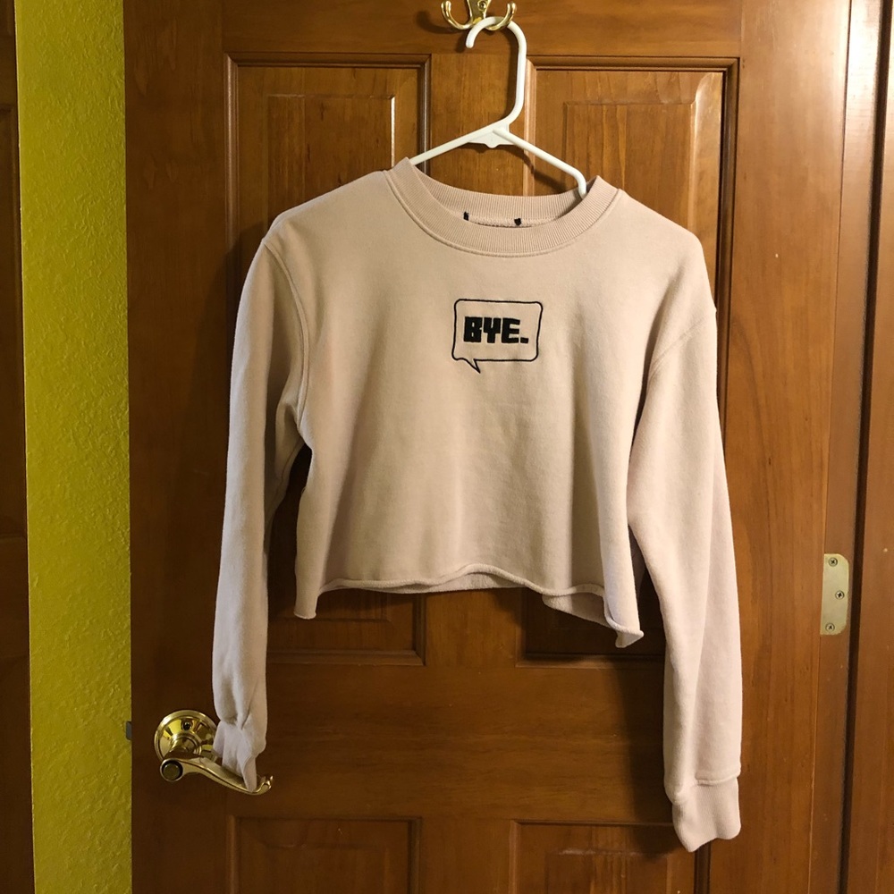Light Pink “BYE” crop sweater top